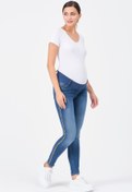 Resim BUSA Hamile Kot Pantolon Skinny ( Leoparlı Yan Şerit ) Mavi 