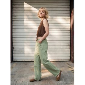 Resim LC Waikiki Lcw Kids Haki Wideleg Zımba Detaylı Kız Çocuk Jean Pantolon 