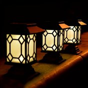 Resim LED'li 2 Adet Güneş Sütun Işıkları, Geometrik Tasarım Plastik Kapaklar, Bahçe, Veranda, Çim ve Yolu Aydınlatması için Taşınabilir Döşeme & Duvar Işıkları - Enerji Verimli, Kolay Kurulum, Sıcak Atmosfer, Güneş Dış Mekan Işıkları 