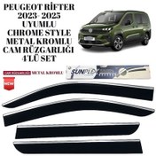 Resim Peugeot Rifter 2023 2024 2025 Uyumlu Chrome Style Metal Kromlu Cam Rüzgarlığı 4 Parça Sunplex 