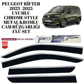 Resim Peugeot Rifter 2023 2024 2025 Uyumlu Chrome Style Metal Kromlu Cam Rüzgarlığı 4 Parça Sunplex 