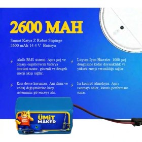 Resim Şımart Sımart Katya Z Robot Süpürge 2600 mAh 14.4 V Batarya - Orjinal Uyumlu Uzun Ömürlü, Yüksek Performans Pil 