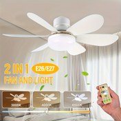Resim 1 Adet LED Akıllı Tavan Vantilatörü Işığı, E26/E27 Bağlantı Noktalı Uzaktan Kumandalı, Zamanlayıcı, 6 Kanatlı, 3 Hız Ayarlı, Parlaklık ve Renk Sıcaklıklı Aydınlatma, Yatak Odası, Mutfak, Oturma Odası, Depo, Garaj İçin Uygun 