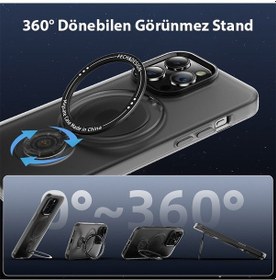 Resim Ally Apple Uyumlu iPhone 14 Plus Magsafe Standlı Manyetik Silikon Kılıf 