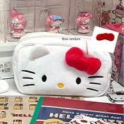 Resim Sevimli Kedi Peluş Makyaj Çantası - Büyük Kapasiteli, Fermuarlı Kalem Kutusu ve Kalp Desenli, Kırmızı ve Beyaz, Moda Kadın Alışveriş Çantası, Okul Malzemeleri|Kalp Desenli Çanta|Yumuşak Dokulu Çanta, Makyaj Çantası 