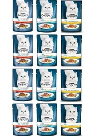Resim Purina Gourmet Perle 3 Çeşit Karma Yetişkin Kedi Konservesi 12 x 85 G 