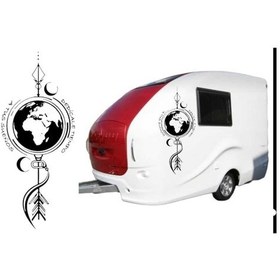 Resim Pusula Dünya Sticker Kamp Karavan Araba Araç Doğan 