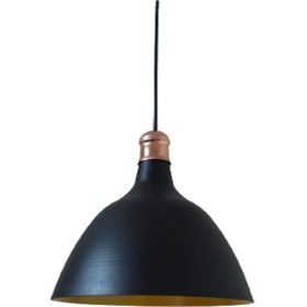 Resim Rys Retro Metal Dekoratif Siyah Içi Gold Bakır Duylu Tekli Sarkıt 