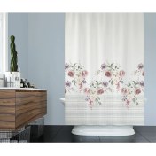 Resim Tropik Home Banyo Perdesi Gül Desen Yerli Üretim Duş Perdesi Plastik C-Halka Hediye 180X200CM Banyo Perdeleri 