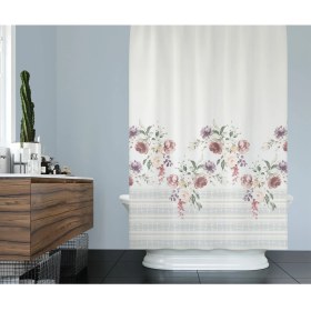 Resim Tropik Home Banyo Perdesi Gül Desen Yerli Üretim Duş Perdesi Plastik C-Halka Hediye 180X200CM Banyo Perdeleri 