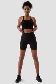 Resim Superstacy Wawel File Detaylı Siyah Bisiklet Şortu 