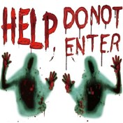 Resim Reedark "korkunç Kanlı El İzi Ve Gölge Figürlü Pvc Cadılar Bayramı Kapı Perdesi 45x60cm " Çok Renkli 