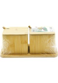 Resim 2pcs Baharatlık - Tuzluk Ahşap Bambu 5570 Çok Renkli 