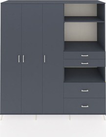 Resim Kronos Dolap 12 Raflı 4 Çekmeceli Tek Askılı 220x59x243 Antrasit-antrasit/antrasit Çok Renkli 