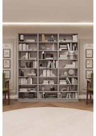 Resim Asra Trend %100 MDFLAM Kül Gri Kitaplık K-22 