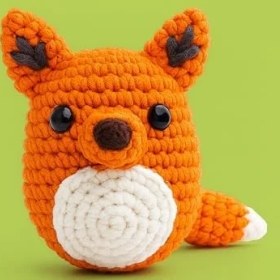 Resim TeknoKapsül The Gookie Örgü Seti, Turuncu Tilki Amigurumi, Başlangıç Seviyesi Tığ Işi Kiti, Öğretici Video M 