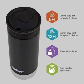 Resim Contigo Huron Pro Snapseal Termos Bardak 470 mL Siyah 