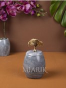 Resim MIARIK DESIGN & DEKORASYON DEKORATİF GRI RENK MERMER PAMUKLUK AKSESUAR DETAYLI 