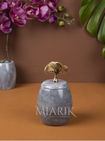 Resim MIARIK DESIGN & DEKORASYON DEKORATİF GRI RENK MERMER PAMUKLUK AKSESUAR DETAYLI 