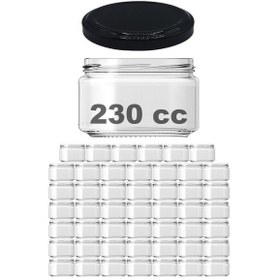 Resim 230 Ml Metal Siyah Kapaklı 230 Cc Cam Konserve Kavanoz 48 Adet 