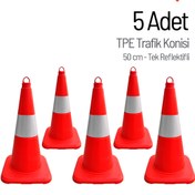 Resim İleri Trafik 5'li TPE Trafik Konisi Seti 50 cm Tek Reflektifli Trafik Dubası 