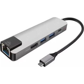 Resim Ally 5In1 Usb 3.1 Type C To Hdmı Dönüştürücü 2Xusb 3.0 Rj45 