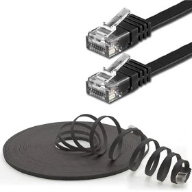 Resim Cat6 Yassı RJ45 Ethernet (Network, Internet) Kablosu (15 Metre, Siyah) 