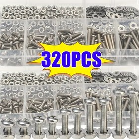Resim 320 Parça Vida Başlığı Somun Cıvata Seti M2 M2.5 M3 M4 M5 Hassas Somun ve Cıvata 