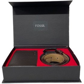 Resim Fossil Kahverengi Cüzdan 1826&3,5 Cm Hakiki Deri Kemer Seti 120 Taba 