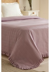 Resim Karaca Home Maye %100 Pamuk Fırfırlı Tek Kişilik Tek Pike Mürdüm Mürdüm 