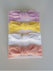 Resim swan butik Kız Çocuk Bebek Bandana Toka Seti 4'lü Lila, Sarı, Beyaz, Pudra Pembe 