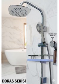 Resim 590-4 Robot Duş Takımı Geniş Sabunluklu El Tepe Duş Başlığı Çeşitleri Beyaz 