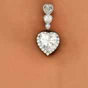 Resim 1 adet Boho Stil Kalp Şeklinde Sentetik Kübik Zirkonyalı Göbek Delici Yüzüğü - Hipoalerjenik Bakır, Nikelsiz, Dayanıklı - Kadınlar İçin Parıldayan Vücut Piercing Takısı, Partiler ve Müzik Festivalleri İçin Mükemmel 