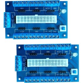 Resim 2x 24/20 Pin Atx Pc Dc Güç Kaynağı Breakout Kurulu Modülü 