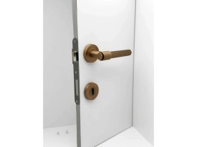 Resim Koldoor Erva Handles ZK79 Mat Antik Sarı Rozetli Oda Kapı Kolu 2 Takım 