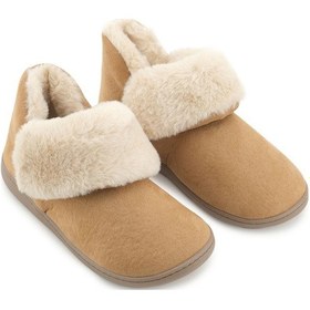 Resim Gezer Kadın Kışlık İçi Peluşlu Rahat Taban Ev Bahçe Panduf Bot Kahve 