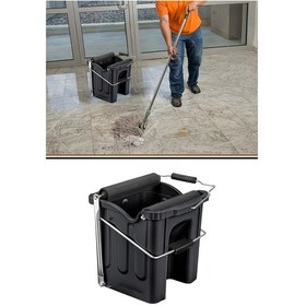 Resim F060 Buldozer Pedallı Temizlik Kovası Siyah, 14 Litre Pratik Kolay Sistemli Mop Sıkma Kovası 
