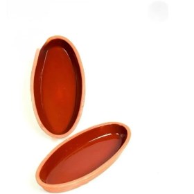 Resim PremiumPort Iki Adet Büyük Boy Oval Sırlı Toprak Güveç ve Balık Tavası Seti 