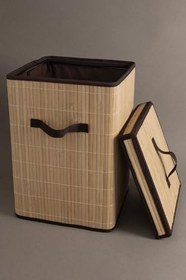 Resim Meander Doğal Bambu Kirli Çamaşır Sepeti 32x32x45 cm 4589 