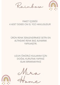 Resim 4 Lü El Yüz Havlu Seti %100 Pamuklu 50x85 Cm Rainbow Pudra 