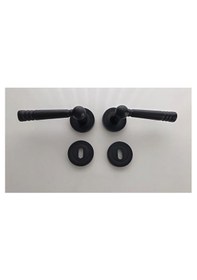 Resim Mat Siyah Rozetli Oda Kapı Kolu Osmanlı Rozetli Oda Kapı Kolu 6 T 