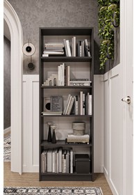 Resim 5 Raflı 5 Bölmeli Kitaplık Çalışma Odası Ofis Modern Dekoratif Kitaplık Antrasit Gri 