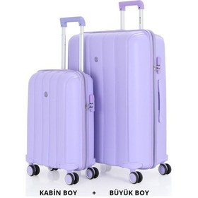 Resim Mçs Bavul Büyük Ve Kabin 2li Set Kırılmaz Silikon Valiz V305 Lila 