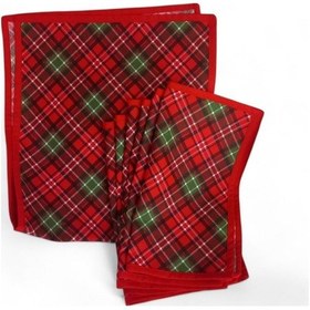 Resim Yılbaşı Temalı Runner Ve Amerikan Servis 6'lı Kırmızı 