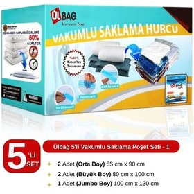 Resim 5'li Vakumlu Saklama Poşeti Set - 1 - Vakumlu Hurç - Vakumlu Torba Şeffaf 