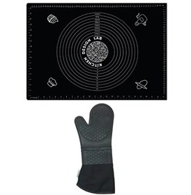 Resim Kitchen Design Lab 45x65 CM Silikon Hamur Açma Matı Ve Gri Silikon Yanmaz Mutfak Fırın Eldiveni 2'li Set Siyah 