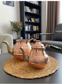 Resim Bakır Petek Desenli Çaydanlık Bakır 