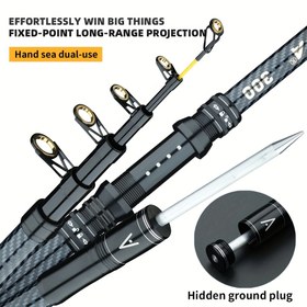 Resim Uzun Mesafe Atış Deniz Çubuğu Ultra Sert Karbon Fiber Karp Balıkçılık Çubuğu 2.1m/2.4m/2.7m/3.0m/3.6m/4.5m, Dahili Zemin Sivrisi Tasarımı ve Hareketli Makara Tutucu ile, Tuzlu Su/Tatlı Su Atış ve Atma Açık Hava Spor Ekipmanları için Uygun 