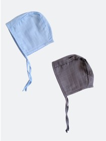 Resim runbaby 2 Adet Tek Kat Müslin Çift Taraflı Bebek Bonnet Şapka (3-9 AY) 