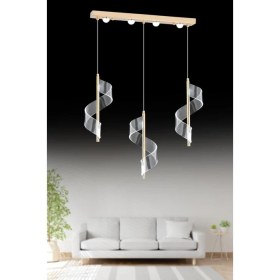 Resim Istanbul Avize Mira 3'lü Yemek Masası Gold 3 Renk Ledli Avize 